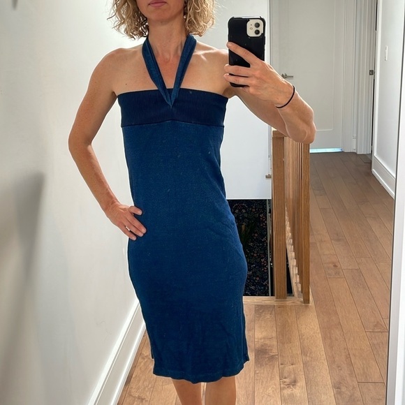 AG by Adriano Goldschmied denim optic dress skirt detached tie waistband size S - Picture 1 of 12